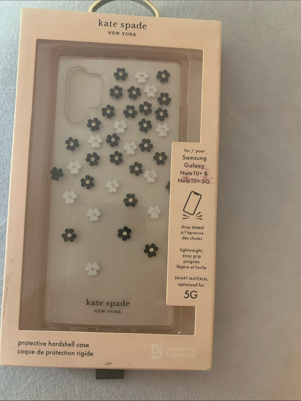 kate spade Clear Hard Shell Case with Black and White Floral Accents